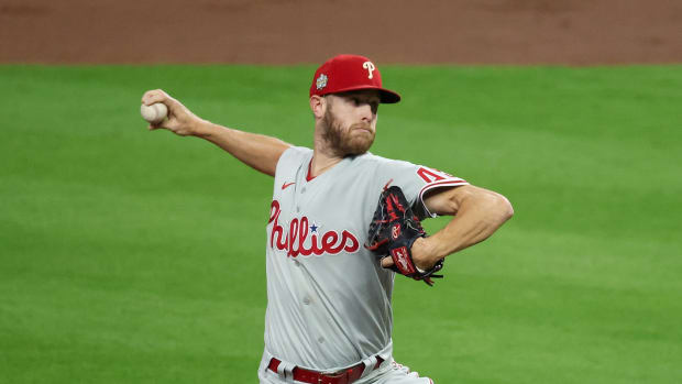 Philadelphia Phillies SP Zack Wheeler pitching in World Series